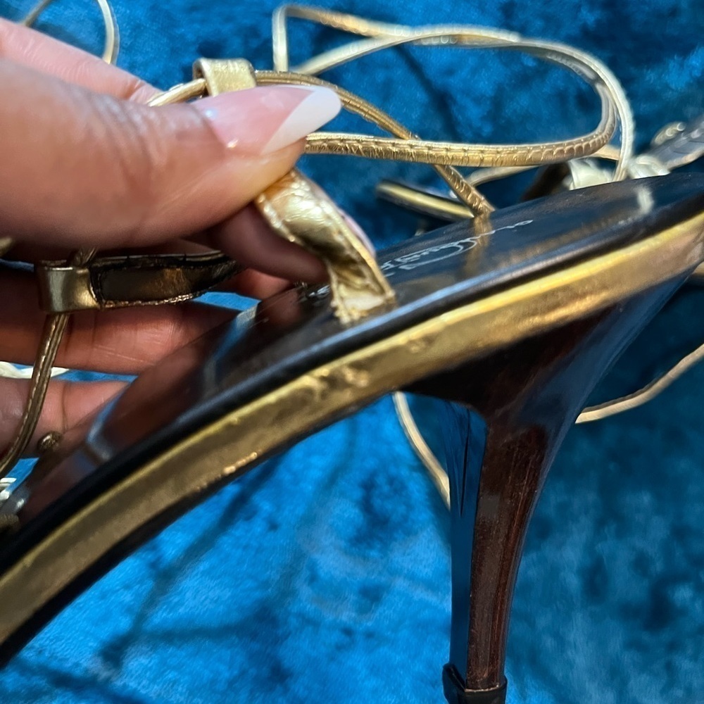 Sandals by Glamour Original! Lace up/wrap around the leg. Gold color! - Picture 8 of 14